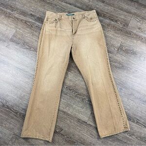 Lauren Ralph Lauren Jeans Women 16W Tan Bootcut Studded Western Cowgirl Denim